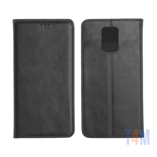 Capa Flip de Couro com Bolso Interno para Xiaomi Mi 9s/Note 9 Pro Preto